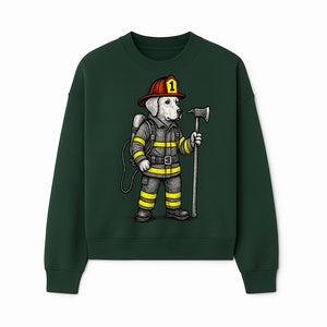 Cute Firefighter Dog Art Print | Funny Pet Decor | Gift for Dog Lovers | Cute Animal Illustration in Firefighter Uniform - Sweatshirt 1757912460446.jpg