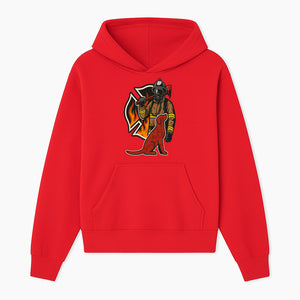 Firefighter and Dog Graphic Art | Fire Rescue Hero Design | Fireman with Mascot | Firefighting Gifts | Wall Art Decor - Hoodie 1757912460493.jpg