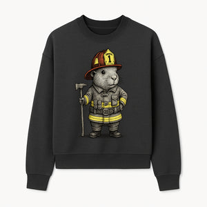 Firefighter Guinea Pig Art Print, Cute Fireman Illustration, Animal Lover Gift, Whimsical Home Decor, Unique Kids Room Wall Art - Sweatshirt 1757912460608.jpg