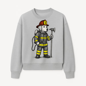 Cute Firefighter Dog Art Print | Funny Pet Decor | Gift for Dog Lovers | Cute Animal Illustration in Firefighter Uniform - Sweatshirt 1757912460621.jpg