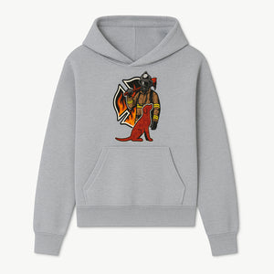Firefighter and Dog Graphic Art | Fire Rescue Hero Design | Fireman with Mascot | Firefighting Gifts | Wall Art Decor - Hoodie 1757912460649.jpg