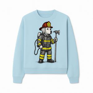 Cute Firefighter Dog Art Print | Funny Pet Decor | Gift for Dog Lovers | Cute Animal Illustration in Firefighter Uniform - Sweatshirt 1757912460754.jpg