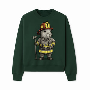 Firefighter Guinea Pig Art Print, Cute Fireman Illustration, Animal Lover Gift, Whimsical Home Decor, Unique Kids Room Wall Art - Sweatshirt 1757912460793.jpg