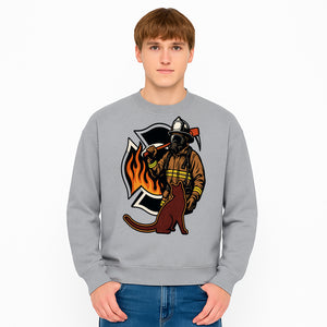 Firefighter with Cat Graphic Tee | Fire Rescue Battalion Apparel | Unique Firefighter Gifts for Cat Lovers | Fire Safety Design - Sweatshirt 1757912460804.jpg