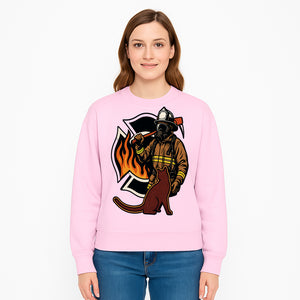 Firefighter with Cat Graphic Tee | Fire Rescue Battalion Apparel | Unique Firefighter Gifts for Cat Lovers | Fire Safety Design - Sweatshirt 1757912460953.jpg