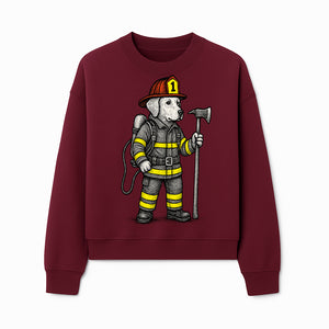 Cute Firefighter Dog Art Print | Funny Pet Decor | Gift for Dog Lovers | Cute Animal Illustration in Firefighter Uniform - Sweatshirt 1757912461079.jpg