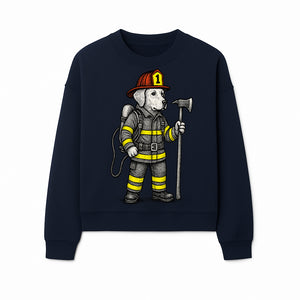 Cute Firefighter Dog Art Print | Funny Pet Decor | Gift for Dog Lovers | Cute Animal Illustration in Firefighter Uniform - Sweatshirt 1757912461209.jpg