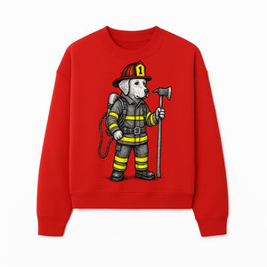 Cute Firefighter Dog Art Print | Funny Pet Decor | Gift for Dog Lovers | Cute Animal Illustration in Firefighter Uniform - Sweatshirt 1757912461353.jpg