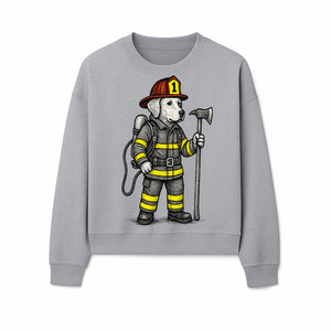 Cute Firefighter Dog Art Print | Funny Pet Decor | Gift for Dog Lovers | Cute Animal Illustration in Firefighter Uniform - Sweatshirt 1757912461501.jpg