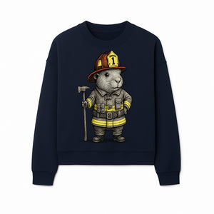 Firefighter Guinea Pig Art Print, Cute Fireman Illustration, Animal Lover Gift, Whimsical Home Decor, Unique Kids Room Wall Art - Sweatshirt 1757912461625.jpg