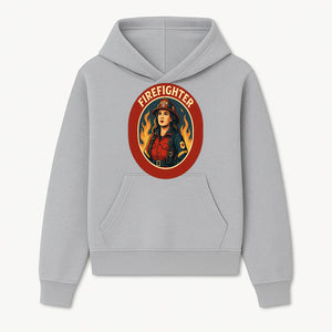 Vintage Firefighter Poster Art | Firewoman Illustration | Firefighter Gift | Bold Flame Design | Heroic Firefighter Wall Art - Hoodie 1757912461768.jpg