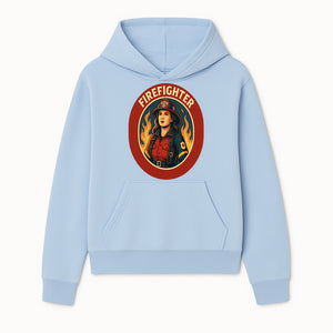 Vintage Firefighter Poster Art | Firewoman Illustration | Firefighter Gift | Bold Flame Design | Heroic Firefighter Wall Art - Hoodie 1757912462595.jpg