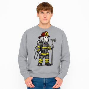 Cute Firefighter Dog Art Print | Funny Pet Decor | Gift for Dog Lovers | Cute Animal Illustration in Firefighter Uniform - Sweatshirt 1757912462847.jpg