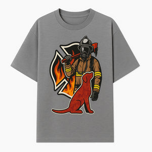 Firefighter and Dog Graphic Art | Fire Rescue Hero Design | Fireman with Mascot | Firefighting Gifts | Wall Art Decor - T-shirt 1757912462979.jpg