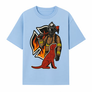 Firefighter and Dog Graphic Art | Fire Rescue Hero Design | Fireman with Mascot | Firefighting Gifts | Wall Art Decor - T-shirt 1757912463130.jpg