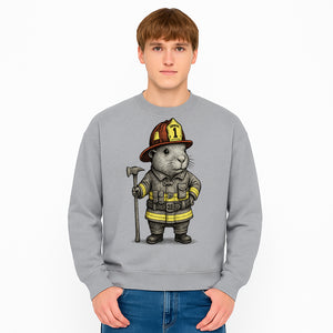 Firefighter Guinea Pig Art Print, Cute Fireman Illustration, Animal Lover Gift, Whimsical Home Decor, Unique Kids Room Wall Art - Sweatshirt 1757912463261.jpg