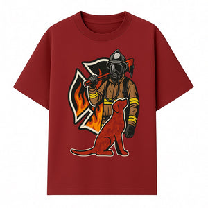 Firefighter and Dog Graphic Art | Fire Rescue Hero Design | Fireman with Mascot | Firefighting Gifts | Wall Art Decor - T-shirt 1757912463430.jpg