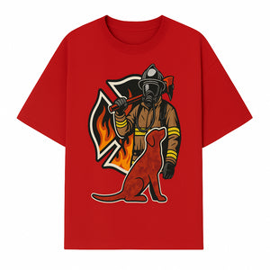 Firefighter and Dog Graphic Art | Fire Rescue Hero Design | Fireman with Mascot | Firefighting Gifts | Wall Art Decor - T-shirt 1757912463774.jpg