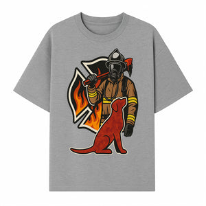 Firefighter and Dog Graphic Art | Fire Rescue Hero Design | Fireman with Mascot | Firefighting Gifts | Wall Art Decor - T-shirt 1757912463903.jpg