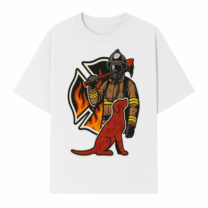 Firefighter and Dog Graphic Art | Fire Rescue Hero Design | Fireman with Mascot | Firefighting Gifts | Wall Art Decor - T-shirt 1757912464094.jpg