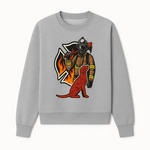 Firefighter and Dog Graphic Art | Fire Rescue Hero Design | Fireman with Mascot | Firefighting Gifts | Wall Art Decor - Sweatshirt 1757912465548.jpg