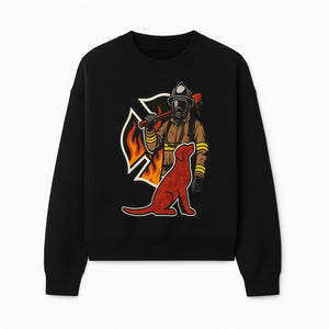 Firefighter and Dog Graphic Art | Fire Rescue Hero Design | Fireman with Mascot | Firefighting Gifts | Wall Art Decor - Sweatshirt 1757912465707.jpg