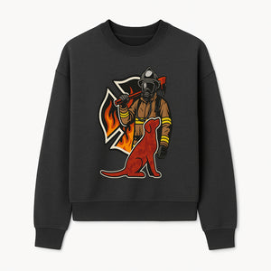 Firefighter and Dog Graphic Art | Fire Rescue Hero Design | Fireman with Mascot | Firefighting Gifts | Wall Art Decor - Sweatshirt 1757912465882.jpg