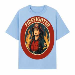 Vintage Firefighter Poster Art | Firewoman Illustration | Firefighter Gift | Bold Flame Design | Heroic Firefighter Wall Art - T-shirt 1757912465998.jpg