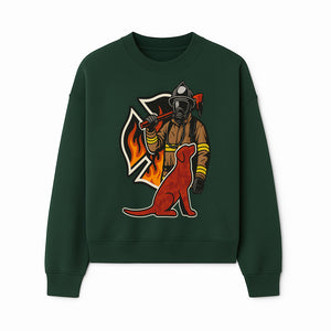 Firefighter and Dog Graphic Art | Fire Rescue Hero Design | Fireman with Mascot | Firefighting Gifts | Wall Art Decor - Sweatshirt 1757912466041.jpg