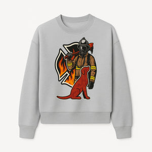 Firefighter and Dog Graphic Art | Fire Rescue Hero Design | Fireman with Mascot | Firefighting Gifts | Wall Art Decor - Sweatshirt 1757912466201.jpg