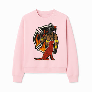 Firefighter and Dog Graphic Art | Fire Rescue Hero Design | Fireman with Mascot | Firefighting Gifts | Wall Art Decor - Sweatshirt 1757912466528.jpg