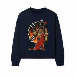Firefighter and Dog Graphic Art | Fire Rescue Hero Design | Fireman with Mascot | Firefighting Gifts | Wall Art Decor - Sweatshirt 1757912466813.jpg
