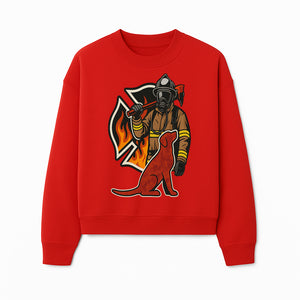 Firefighter and Dog Graphic Art | Fire Rescue Hero Design | Fireman with Mascot | Firefighting Gifts | Wall Art Decor - Sweatshirt 1757912466948.jpg