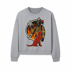 Firefighter and Dog Graphic Art | Fire Rescue Hero Design | Fireman with Mascot | Firefighting Gifts | Wall Art Decor - Sweatshirt 1757912467108.jpg