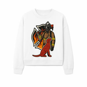 Firefighter and Dog Graphic Art | Fire Rescue Hero Design | Fireman with Mascot | Firefighting Gifts | Wall Art Decor - Sweatshirt 1757912467242.jpg