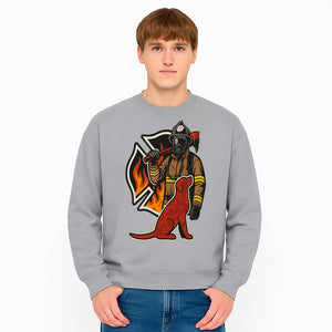 Firefighter and Dog Graphic Art | Fire Rescue Hero Design | Fireman with Mascot | Firefighting Gifts | Wall Art Decor - Sweatshirt 1757912468393.jpg
