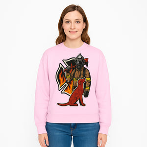 Firefighter and Dog Graphic Art | Fire Rescue Hero Design | Fireman with Mascot | Firefighting Gifts | Wall Art Decor - Sweatshirt 1757912468550.jpg