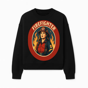 Vintage Firefighter Poster Art | Firewoman Illustration | Firefighter Gift | Bold Flame Design | Heroic Firefighter Wall Art - Sweatshirt 1757912468700.jpg