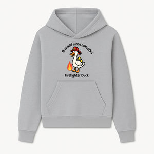 Firefighter Duck Design - Quackin' Since '90 Funny Fireman Graphic for Animal Lovers and Firefighting Enthusiasts - Hoodie 1757912469029.jpg