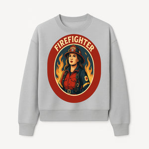 Vintage Firefighter Poster Art | Firewoman Illustration | Firefighter Gift | Bold Flame Design | Heroic Firefighter Wall Art - Sweatshirt 1757912469230.jpg