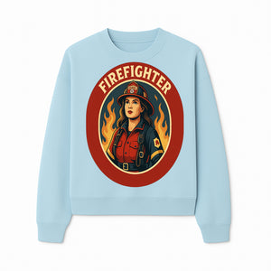 Vintage Firefighter Poster Art | Firewoman Illustration | Firefighter Gift | Bold Flame Design | Heroic Firefighter Wall Art - Sweatshirt 1757912469386.jpg