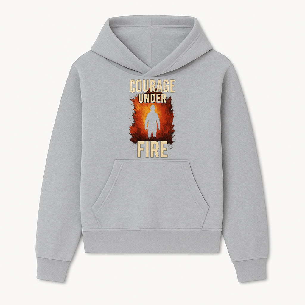 Courage Under Fire Firefighter T-Shirt | Inspirational Graphic Tee for Heroes | Vintage Style Firefighting Apparel - Hoodie 1757912469396.jpg