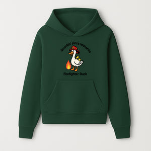 Firefighter Duck Design - Quackin' Since '90 Funny Fireman Graphic for Animal Lovers and Firefighting Enthusiasts - Hoodie 1757912469468.jpg