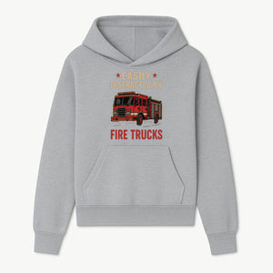 Easily Distracted by Fire Trucks Retro Graphic Tee | Firefighter Enthusiast Shirt | Fun Casual Wear - Hoodie 1757912469508.jpg