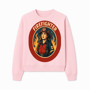 Vintage Firefighter Poster Art | Firewoman Illustration | Firefighter Gift | Bold Flame Design | Heroic Firefighter Wall Art - Sweatshirt 1757912469533.jpg