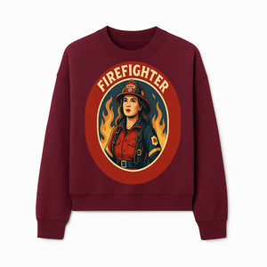 Vintage Firefighter Poster Art | Firewoman Illustration | Firefighter Gift | Bold Flame Design | Heroic Firefighter Wall Art - Sweatshirt 1757912469693.jpg