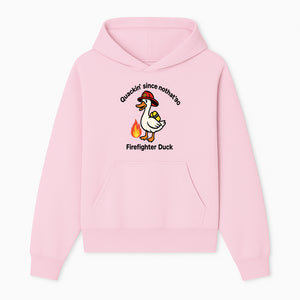Firefighter Duck Design - Quackin' Since '90 Funny Fireman Graphic for Animal Lovers and Firefighting Enthusiasts - Hoodie 1757912469995.jpg