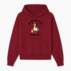 Firefighter Duck Design - Quackin' Since '90 Funny Fireman Graphic for Animal Lovers and Firefighting Enthusiasts - Hoodie 1757912470148.jpg