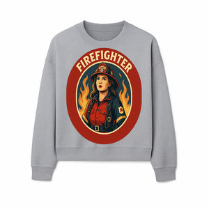 Vintage Firefighter Poster Art | Firewoman Illustration | Firefighter Gift | Bold Flame Design | Heroic Firefighter Wall Art - Sweatshirt 1757912470166.jpg