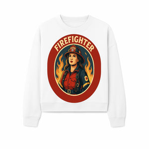 Vintage Firefighter Poster Art | Firewoman Illustration | Firefighter Gift | Bold Flame Design | Heroic Firefighter Wall Art - Sweatshirt 1757912470306.jpg